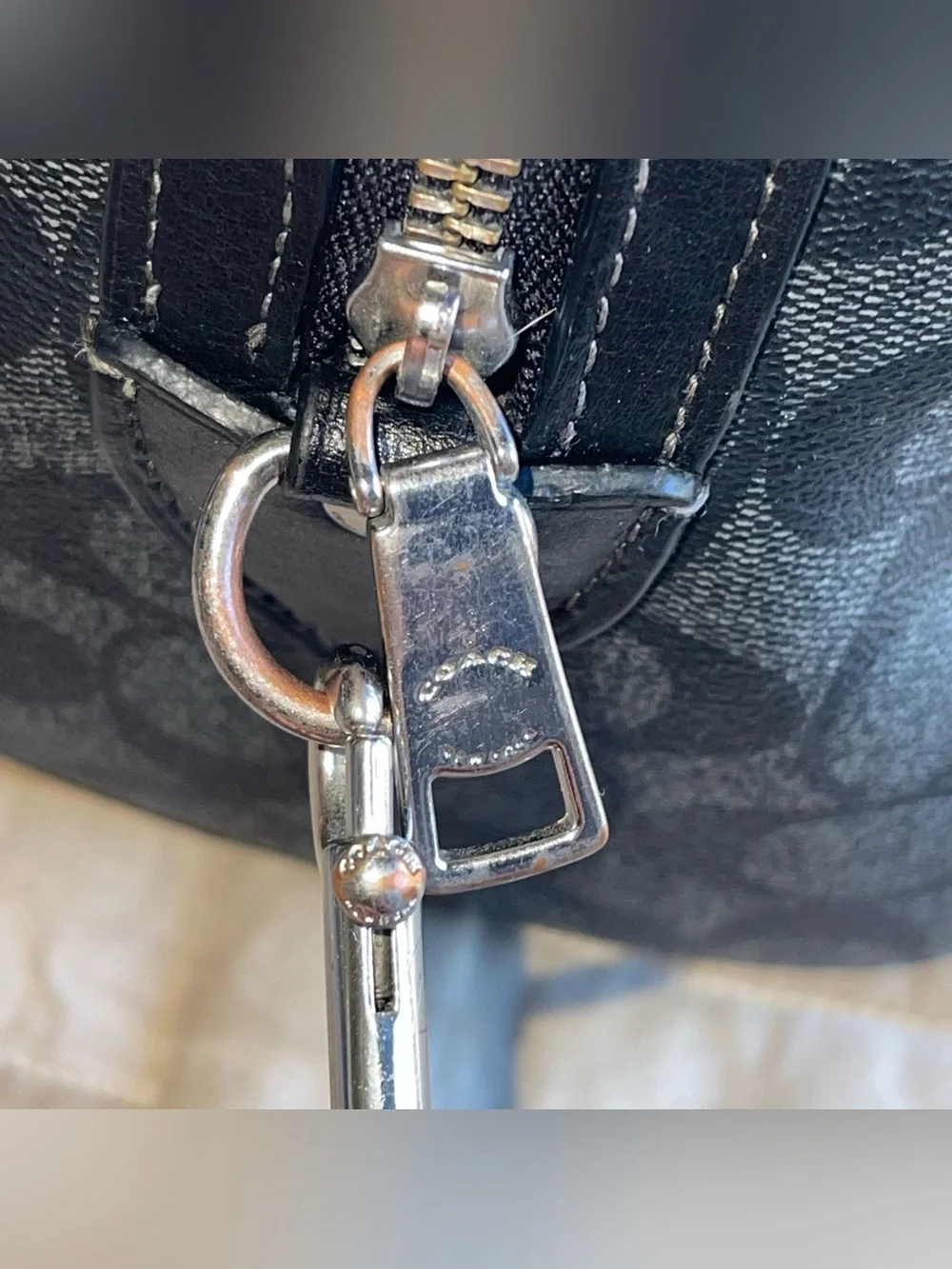 Coach Outlet Rowan Satchel Bag Black/Gray Signature Canvas